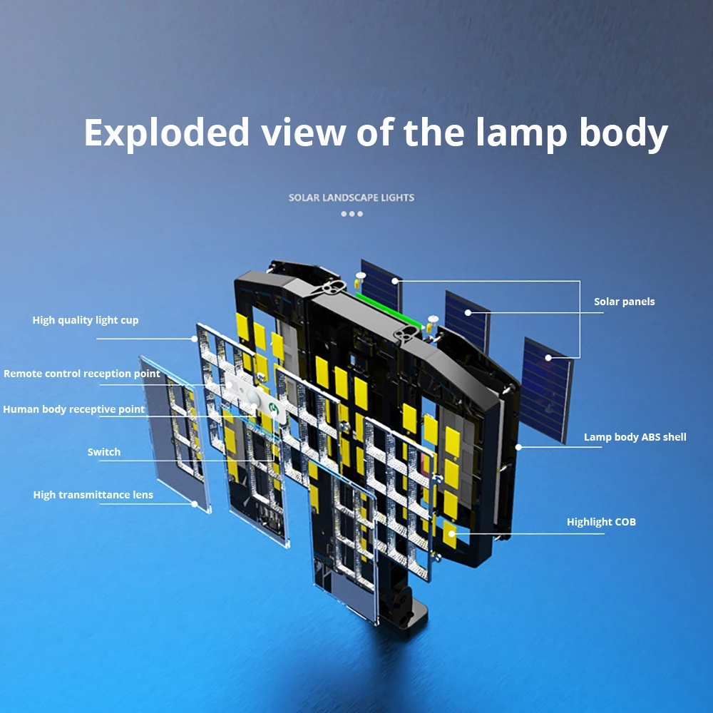 Luce da giardino solare a LED solare da 35 W impermeabile IP65 per esterni in ABS ad angolo regolabile